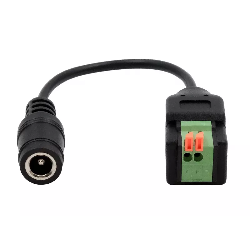 EXSYS DC konektor samica 5,5x2,1mm na 2-pólový svorkový blok adaptérový kábel s tlačidlom, 15cm EX-49141
