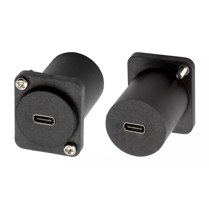 EXSYS D-typ USB-C konektor samica na samicu adaptér, USB 3.2 Gen 1, panelová montáž, čierny (EX-49158)
