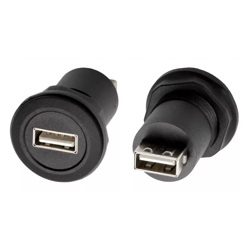 EXSYS EX-49212 USB 2.0 montážny adaptér, USB-A konektor samica na USB-A konektor samica, čierny