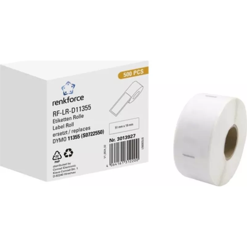 Renkforce RF-6027854 kompatibilné DYMO 11355 adresné etikety 51 x 19 mm biele papier permanentne lepiace 500 etikiet/rolka