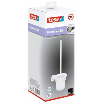 tesa MOON WHITE sada WC kefy a držiaka, samolepiaca, kov, matná biela 40571-00000-00