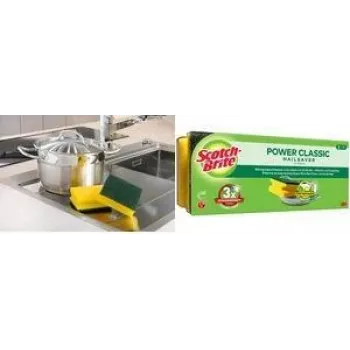 Scotch-Brite Classic špongia na hrnce, 3-ks balenie, extra silné vlákno, pásik šetrný k nechtom 34-2000-0254-0