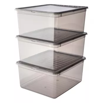 keeeper bea sada úložných krabíc, 3x 18 L, krištáľovo sivá, Air-Control veko 3003182700000