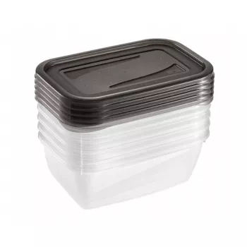 keeeper fredo fresh sada nádob na uchovávanie potravín, 5x 0,5 l, obdĺžnikové, transparentné so sivými viečkami 3067282700000