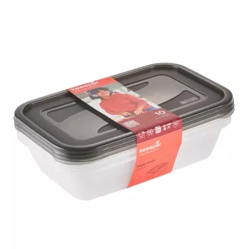 keeeper fredo fresh sada úložných nádob, 3 x 2,4 L, obdĺžnikové, transparentné so sivými viečkami 3067982700000