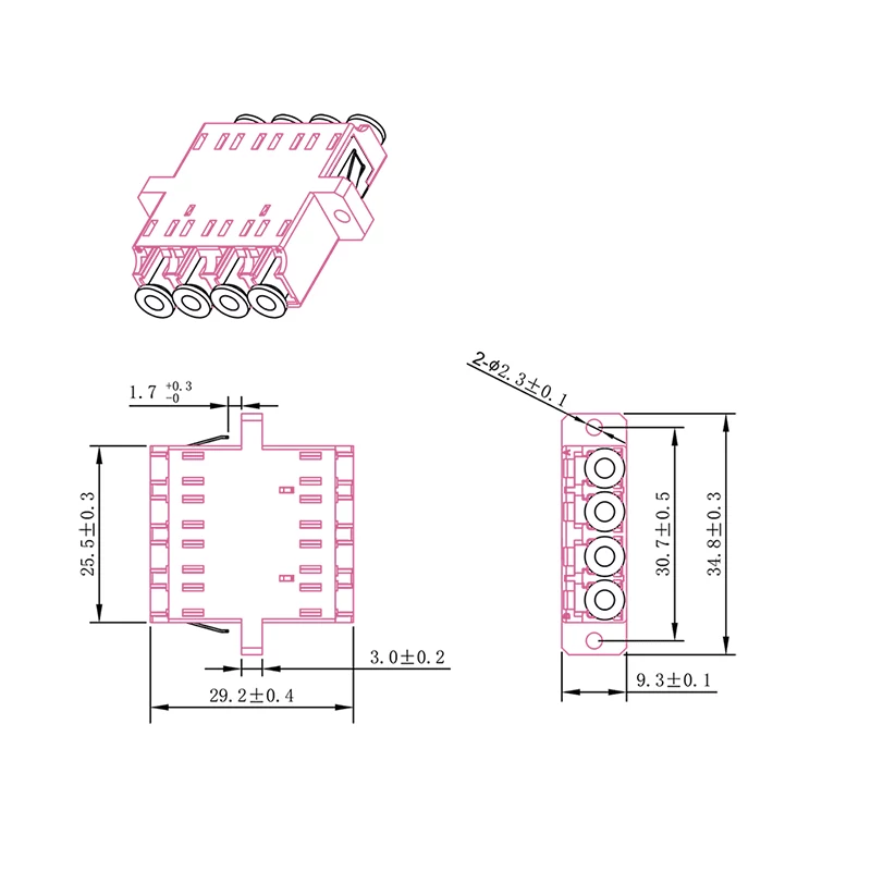 LogiLink LC-Duplex Quad LWL spojovacia sada, fialová, 12-dielna FA04LC7