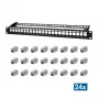 LogiLink PrimeLine 24-portový tienený Cat.6A Keystone patch panel, 19 palcov 1U, čierny (RAL9005), 24x Keystone modul v balení NK5001