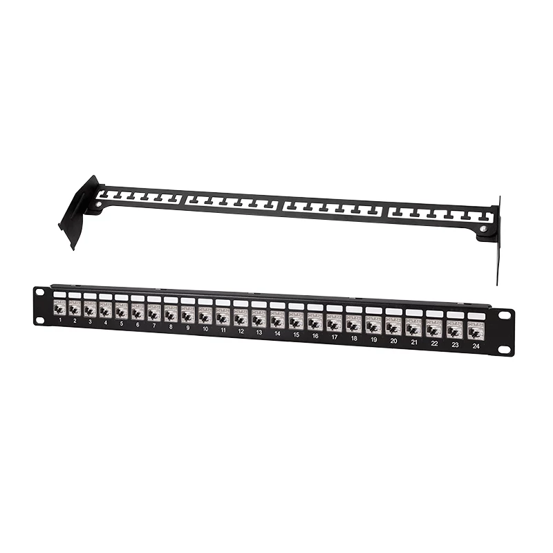 LogiLink PrimeLine 24-portový tienený Cat.6A Keystone patch panel, 19 palcov 1U, čierny (RAL9005), 24x Keystone modul v balení NK5001