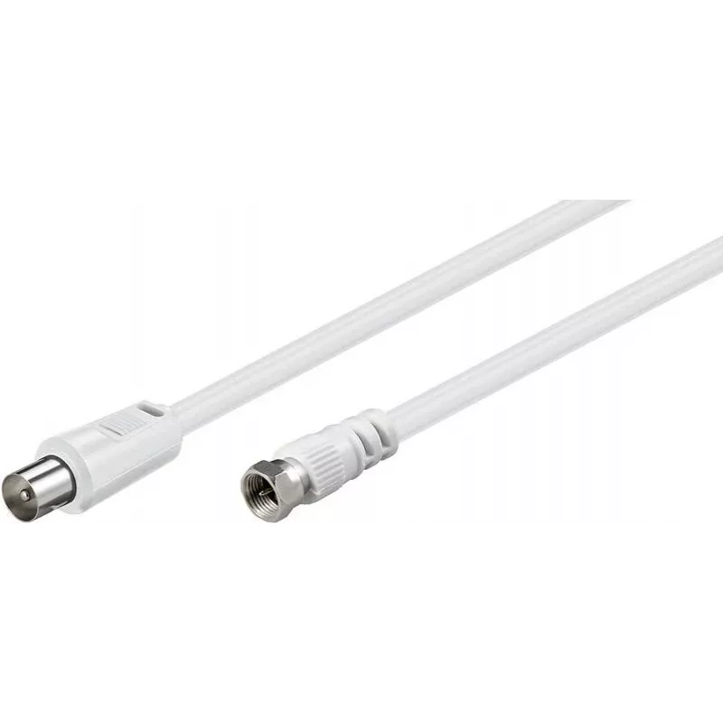 Wentronic Goobay SAT/anténny spojovací kábel, biely, 2,5 m - F-konektor samec na IEC/koaxiálny konektor samec (11727)