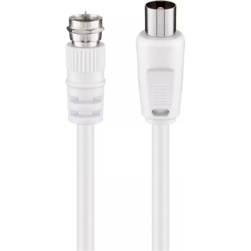 Wentronic Goobay SAT/anténny spojovací kábel, biely, 2,5 m - F-konektor samec na IEC/koaxiálny konektor samec (11727)