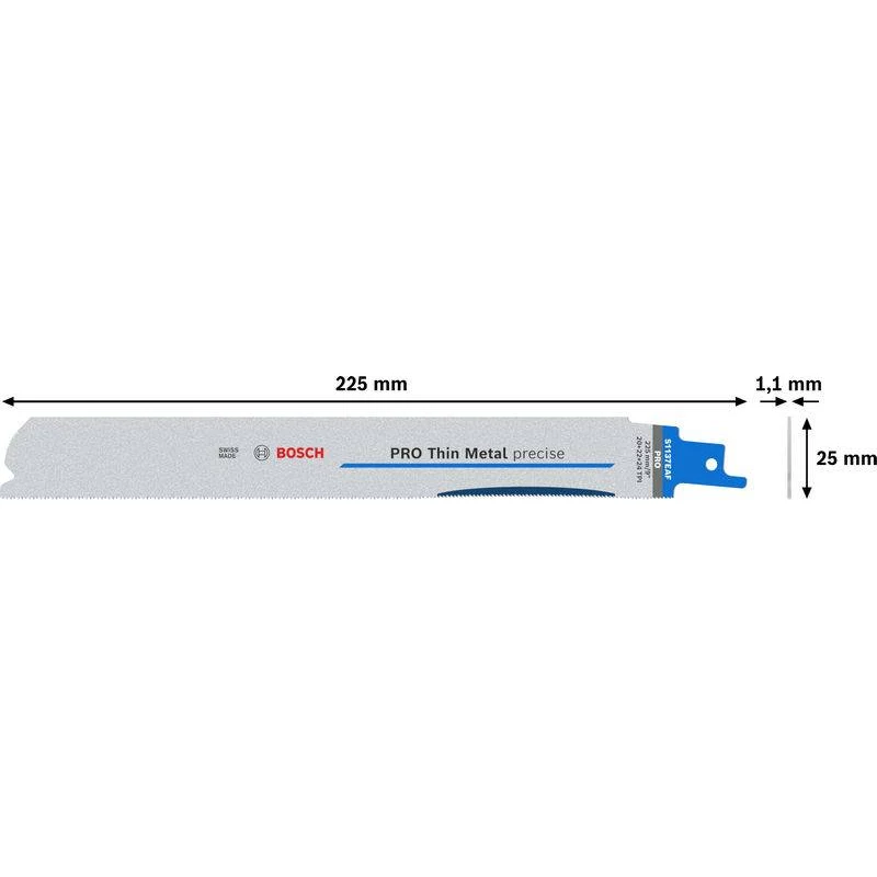 Bosch S 1137 EAF čepeľ šabľovej píly na hrubý kov, 225 mm, balenie 5 ks 2608658989