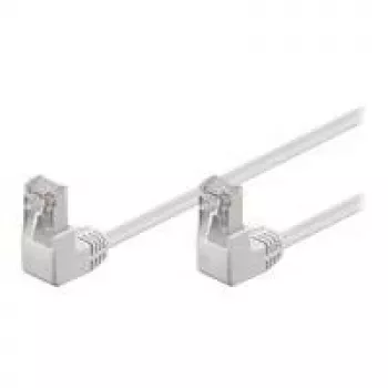 Wentronic Goobay CAT 5e patch kábel 2x 90° zahnutý, F/UTP, biely, 2 m - CCA hliník potiahnutý meďou, 2x RJ45 90° (8P8C) (96063)