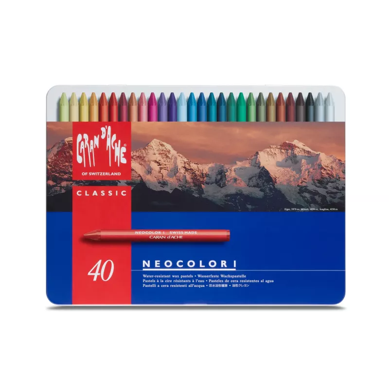 CARAN D'ACHE Neocolor I voskovky, 40-kusová sada, okrúhle, sortiment farieb, papierový obal 7000.340