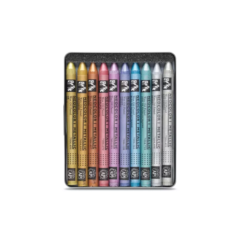 Caran d'Ache Neocolor I Metallic voskovky, 10-kusová sada, okrúhle s papierovým obalom 7004.310