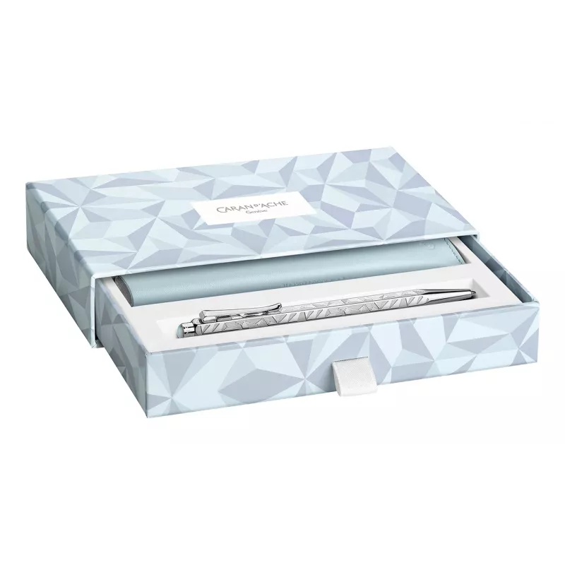 Caran d'Ache Ecridor Alpine Frost guľôčkové pero a mikrotužka set, čierna náplň, Medium, platinované CC0890.025