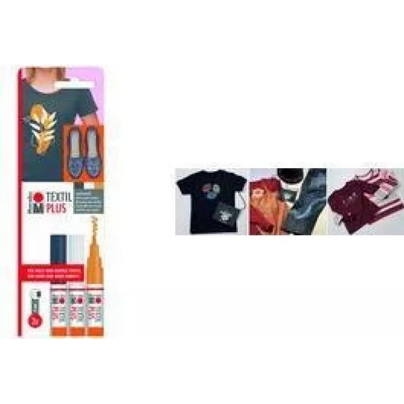 Marabu Textil Painter Plus set fixiek na textil, 3 mm okrúhly hrot, rôzne farby, 3 kusy 0118000000081
