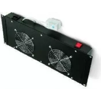 TRITON RAB-CH-X21-S 19-palcová 4U racková ventilátorová jednotka s 2 tichými ventilátormi, horizontálnym prúdením vzduchu, termostatom, čierna