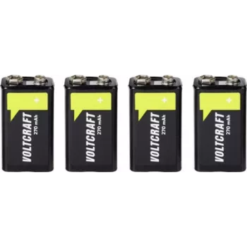 VOLTCRAFT 9 V bloková batéria NiMH 270 mAh 8,4 V Ready to Use, balenie 4 ks (VC-17275530)