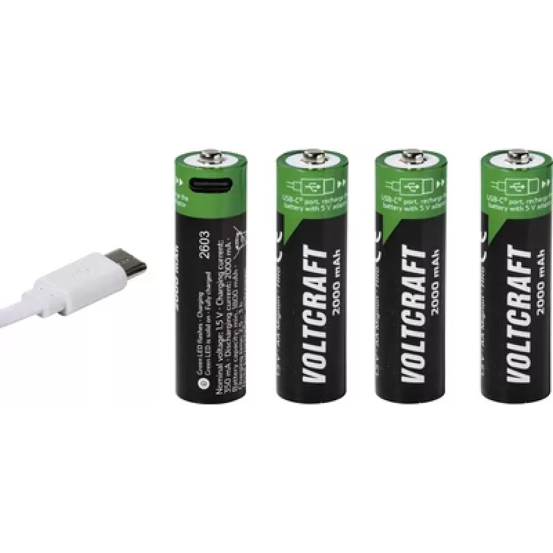 VOLTCRAFT AA Mignon Li-Ion batéria 2000 mAh 1,5 V balenie 4 ks s USB-C nabíjaním (VC-17275570)