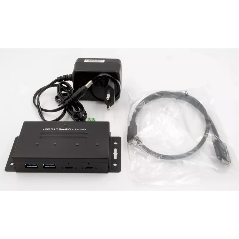 EXSYS EX-1240HMVS Industrial 4-portový USB 3.2 Gen 2 hub, montáž na DIN lištu, kov