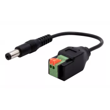 EXSYS EX-49140 DC napájací konektor 5,5x2,1mm na 2-pinovú svorkovnicu adaptérový kábel, 15 cm, tlačidlo
