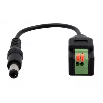 EXSYS EX-49140 DC napájací konektor 5,5x2,1mm na 2-pinovú svorkovnicu adaptérový kábel, 15 cm, tlačidlo