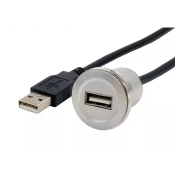 EXSYS EX-49181 panelový predlžovací kábel USB 2.0, USB-A konektor samica na USB-A konektor samec, 30 cm, kovová doska