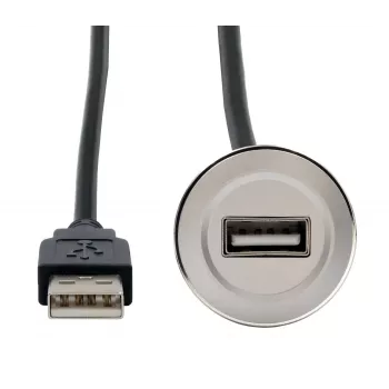EXSYS EX-49181 panelový predlžovací kábel USB 2.0, USB-A konektor samica na USB-A konektor samec, 30 cm, kovová doska