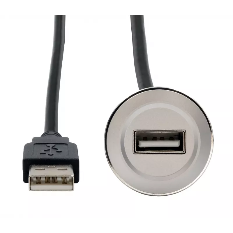 EXSYS EX-49181 panelový predlžovací kábel USB 2.0, USB-A konektor samica na USB-A konektor samec, 30 cm, kovová doska