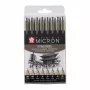 SAKURA Pigma Micron sada finelinerov, 8-dielna, čierna, rôzne veľkosti hrotov 0,15 mm až štetček POXSDK8