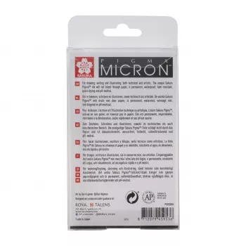 SAKURA Pigma Micron sada finelinerov, 8-dielna, čierna, rôzne veľkosti hrotov 0,15 mm až štetček POXSDK8