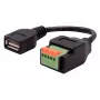 EXSYS EX-49128 USB-A konektor samica na 5-pin svorkovnicový blok adaptérový kábel s tlačidlom, USB 2.0, 15 cm