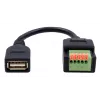 EXSYS EX-49128 USB-A konektor samica na 5-pin svorkovnicový blok adaptérový kábel s tlačidlom, USB 2.0, 15 cm