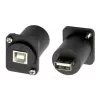 EXSYS EX-49157 D-typ USB 2.0 montážny adaptér, USB-B konektor samica na USB-A konektor samica