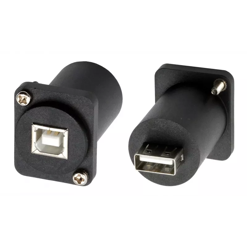EXSYS EX-49157 D-typ USB 2.0 montážny adaptér, USB-B konektor samica na USB-A konektor samica