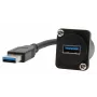 EXSYS EX-49164 USB 3.2 Gen 1 D-typ montážny adaptérový kábel, USB-A konektor samec na konektor samica, 20 cm, čierna