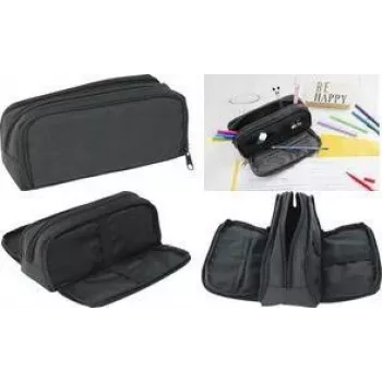 Faber-Castell Eberhard Faber peračník, 3 priehradky, antracit/čierna polyester, veľká hlavná priehradka, bočná priehradka so 4 oddeleniami - 1 kus 577406