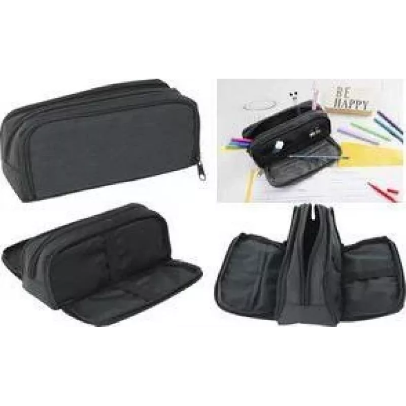 Faber-Castell Eberhard Faber peračník, 3 priehradky, antracit/čierna polyester, veľká hlavná priehradka, bočná priehradka so 4 oddeleniami - 1 kus 577406