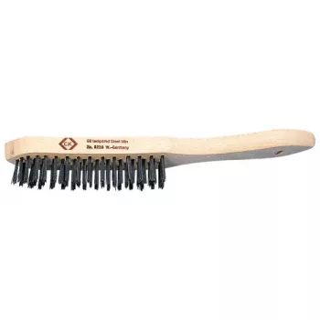 C.K Tools 4-riadková drôtená kefa z tvrdenej a popúšťanej ocele s drevenou rukoväťou (T6238 4)