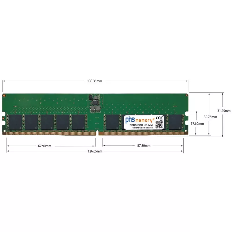 PHS-memory 32GB DDR5 ECC UDIMM 4800MHz PC5-38400E RAM pre Terra MiniServer G6 (SP607028)