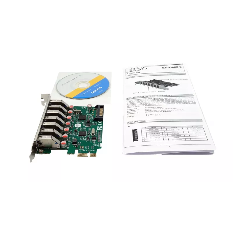 EXSYS USB 3.2 Gen 1 PCIe karta so 7 portami (VIA čipset) EX-11088-2