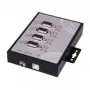 EXSYS EX-1344HMV priemyselný 4-port USB 2.0 hub, kovový, montáž na DIN lištu/stenu, 7-24V DC, ESD a prepäťová ochrana