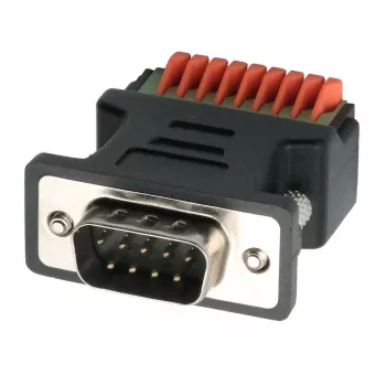 EXSYS EX-49110 DB9 konektor samec na 9-pin svorkovnicový blok adaptér s tlačidlom