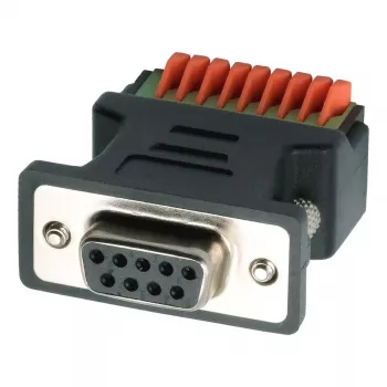 EXSYS EX-49111 9-pin D-Sub konektor samica na 9-pin svorkovnicový blok adaptér s tlačidlom, sivý