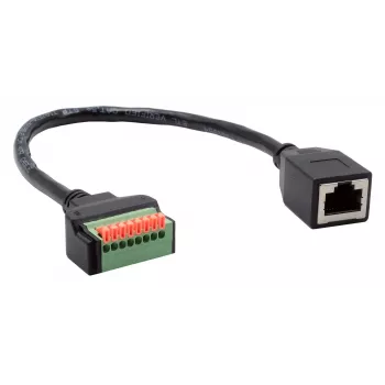 EXSYS EX-49120 adaptérový kábel RJ45 konektor samica na 8-pinový terminálový blok, CAT.6, 30 cm, s tlačidlom