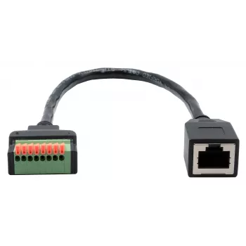 EXSYS EX-49120 adaptérový kábel RJ45 konektor samica na 8-pinový terminálový blok, CAT.6, 30 cm, s tlačidlom