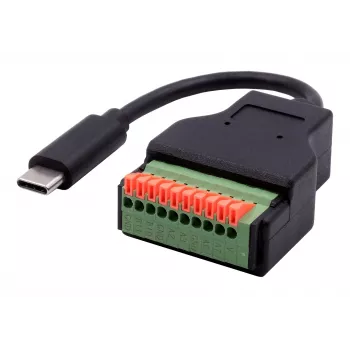 EXSYS EX-49125 adaptérový kábel USB-C konektor samec na 10-pinový terminálový blok s tlačidlom, 15 cm, USB 3.2 Gen 1