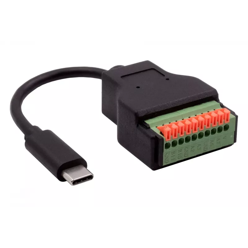 EXSYS EX-49125 adaptérový kábel USB-C konektor samec na 10-pinový terminálový blok s tlačidlom, 15 cm, USB 3.2 Gen 1