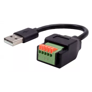 EXSYS adaptérový kábel USB-A konektor samec na 5-pinový terminálový blok s tlačidlom, USB 2.0, 15 cm EX-49129