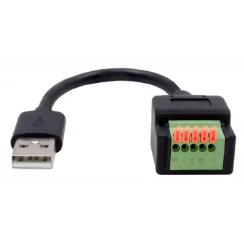 EXSYS adaptérový kábel USB-A konektor samec na 5-pinový terminálový blok s tlačidlom, USB 2.0, 15 cm EX-49129